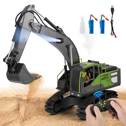 2.4 GHz 13-Channel Remote Control RC Excavator – Radio-Controlled Digger 680° Rotation – Children's Construction Vehicle with Remote – Rechargeable RC Toy