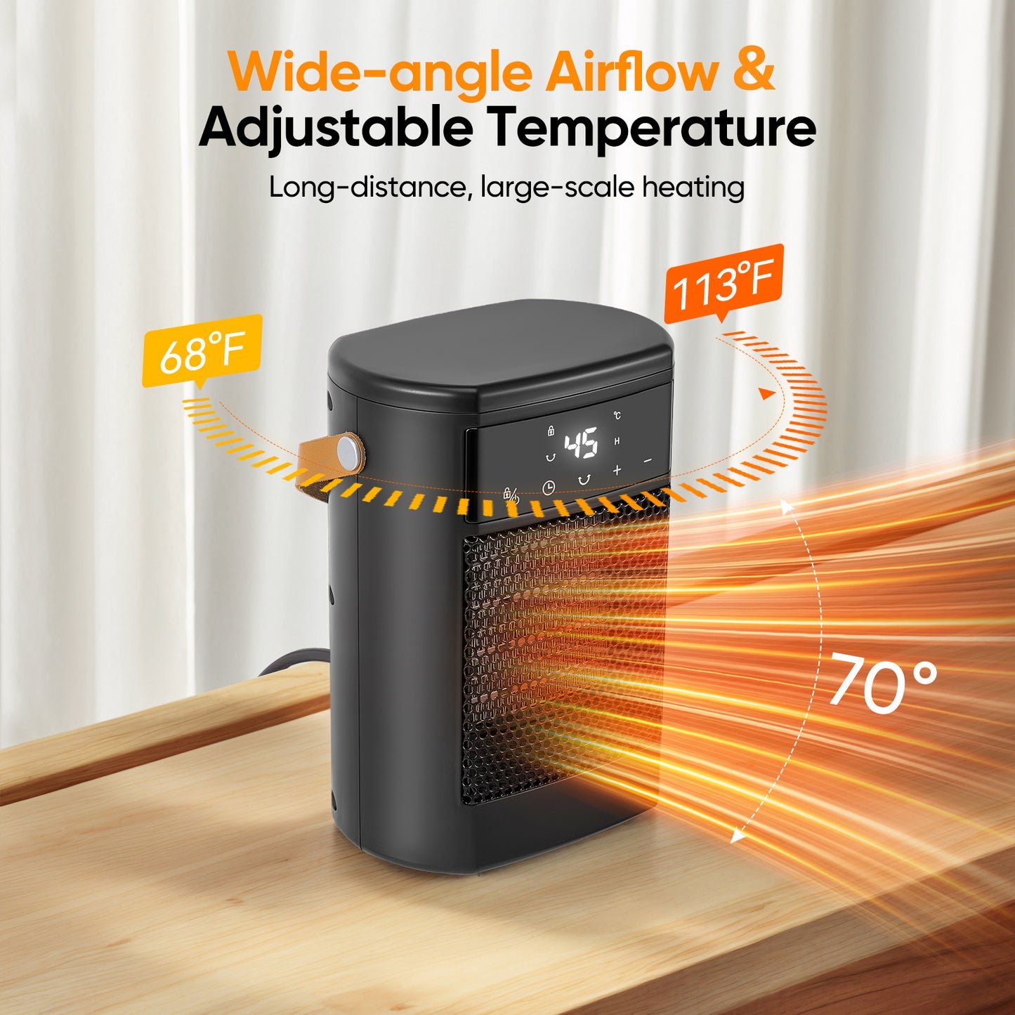 Radiateur Soufflant 1500W avec Télécommande – Chauffage Compact 3 Modes Silencieux
