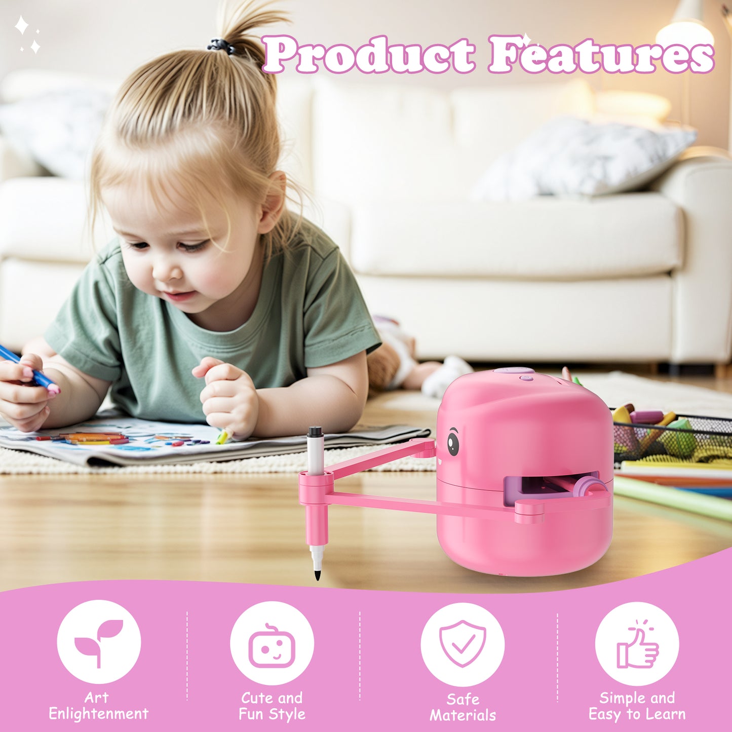 Robot de Dessin Enfant avec Projecteur – Jouet Éducatif Interactif 100 Cartes Rechargeable