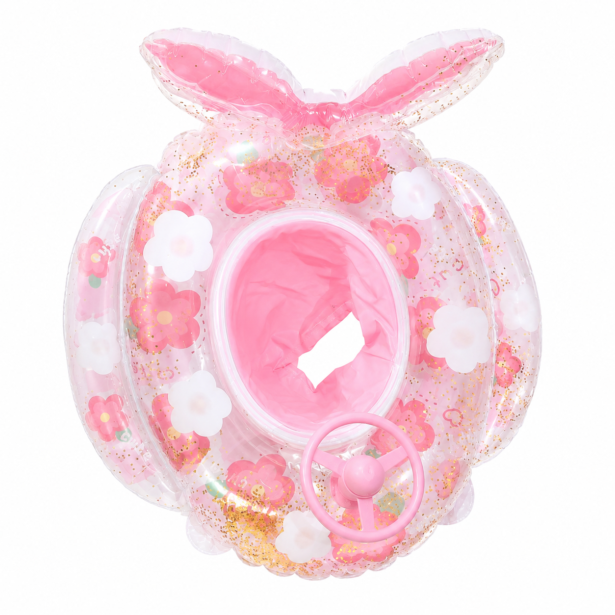 Bouée Bébé Gonflable Fleur Transparente avec Siège Intégré – Flotteur Piscine Enfant avec Anneaux de Jeu – Accessoire Aquatique Été