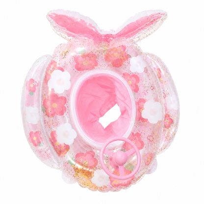 Bouée Bébé Gonflable Fleur Transparente – Siège Intégré & Anneaux de Jeu – Flotteur Piscine Enfant Été