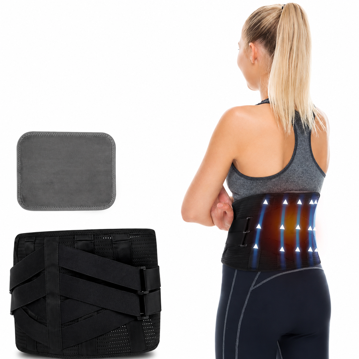 Ceinture Lombaire Chauffante Rechargeable Sans Fil – Soutien du Dos, Chaleur Thérapeutique, Maintien Lombaire Réglable, Confort Quotidien Homme Femme