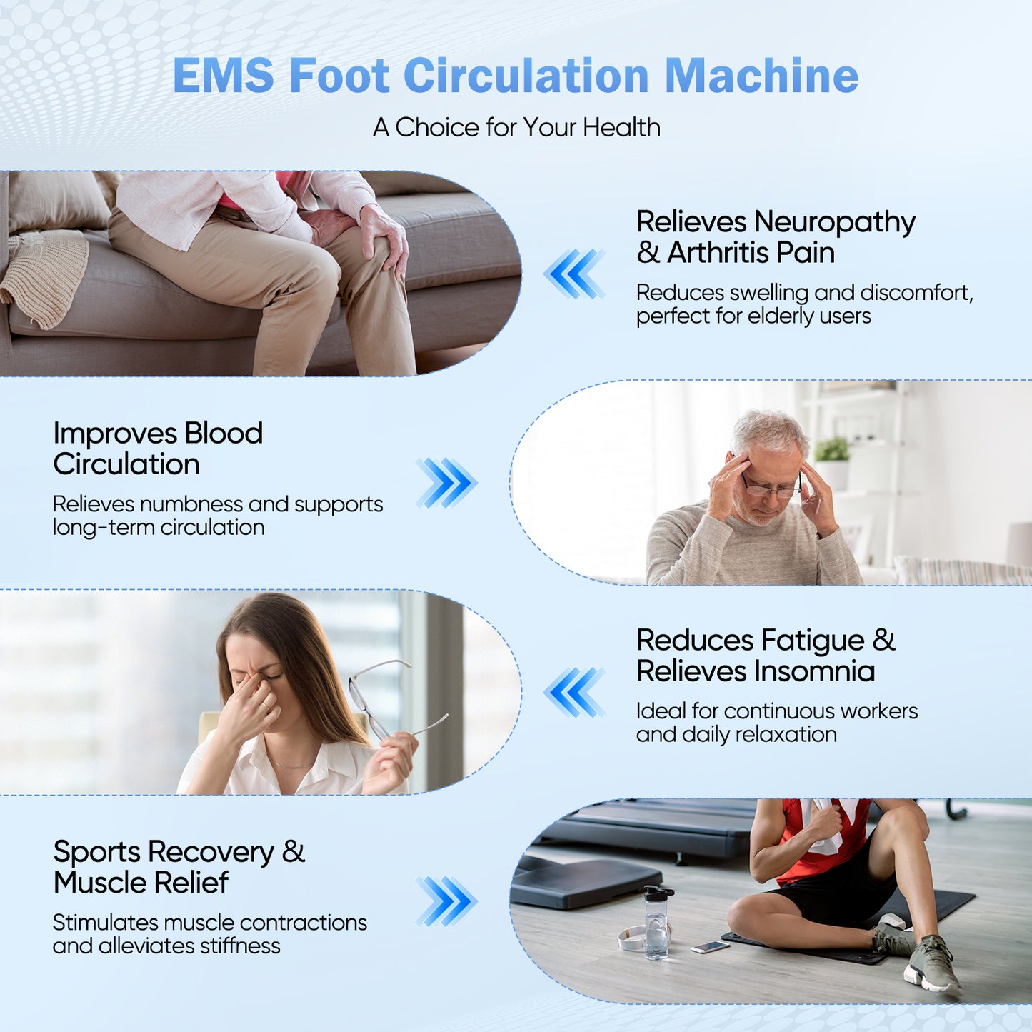 Masseur Électrique Pieds EMS TENS – Appareil Massage Circulation Sanguine Relaxation Musculaire – Sans Fil