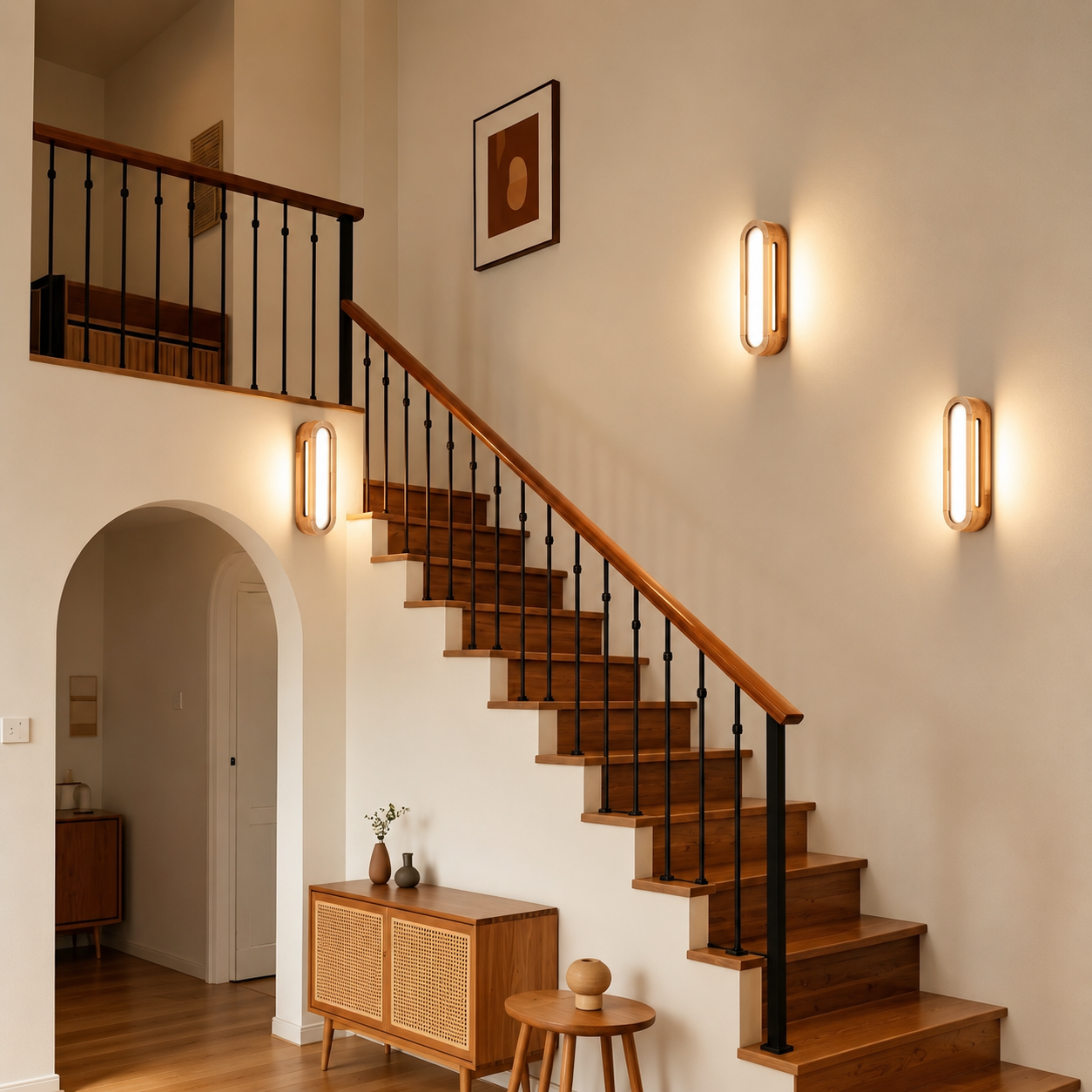 Applique Murale LED 12W Bois Naturel Blanc Chaud 3000K Éclairage Intérieur Moderne Salon Chambre Couloir Escalier