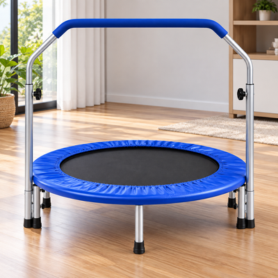 Trampoline Fitness Pliable 40 Pouces avec Barre de Maintien Réglable – Cardio & Remise en Forme à Domicile