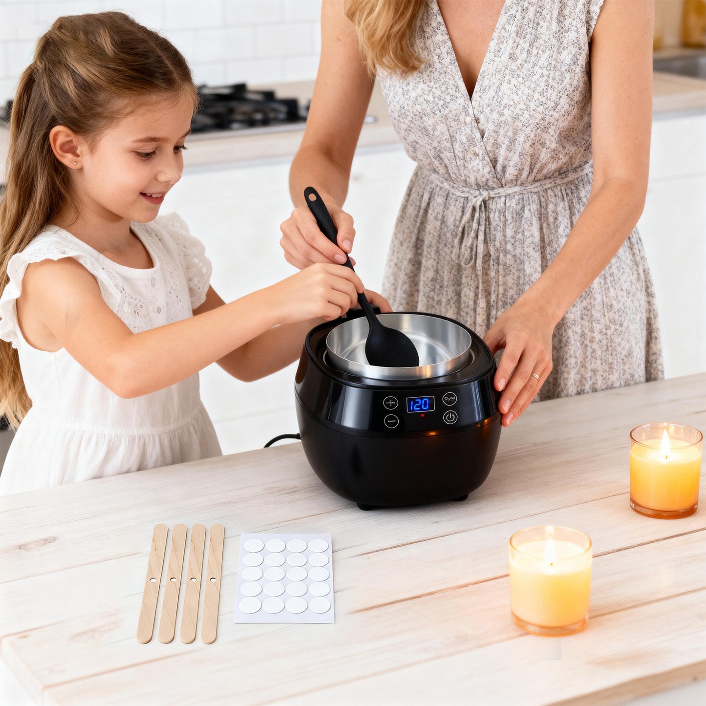 Kit Fonte de Cire Électrique 1L pour Bougies – Appareil de Fusion avec Température Réglable – DIY Fabrication Bougies Maison