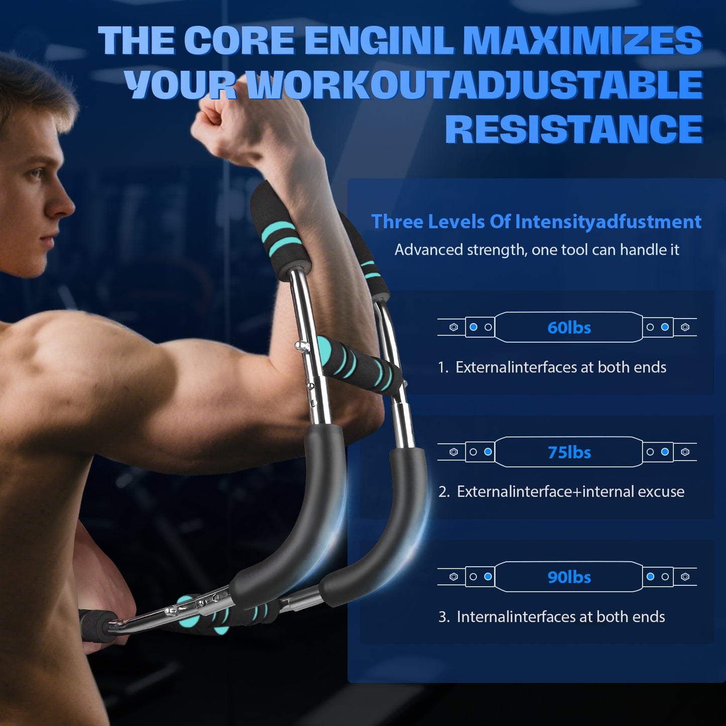 Entraîneur Bras Twister 20-60Kg – Appareil Musculation Poitrine Réglable – Ressort Résistance Fitness