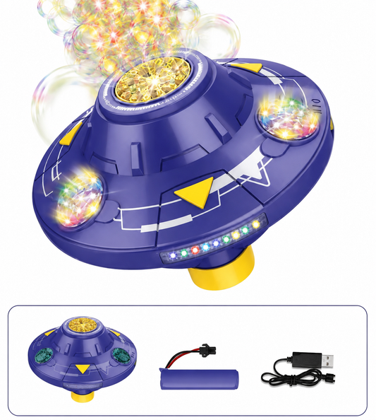 Machine à Bulles Automatique UFO LED – Souffleur Rotatif Rechargeable – Jouet Extérieur Enfant