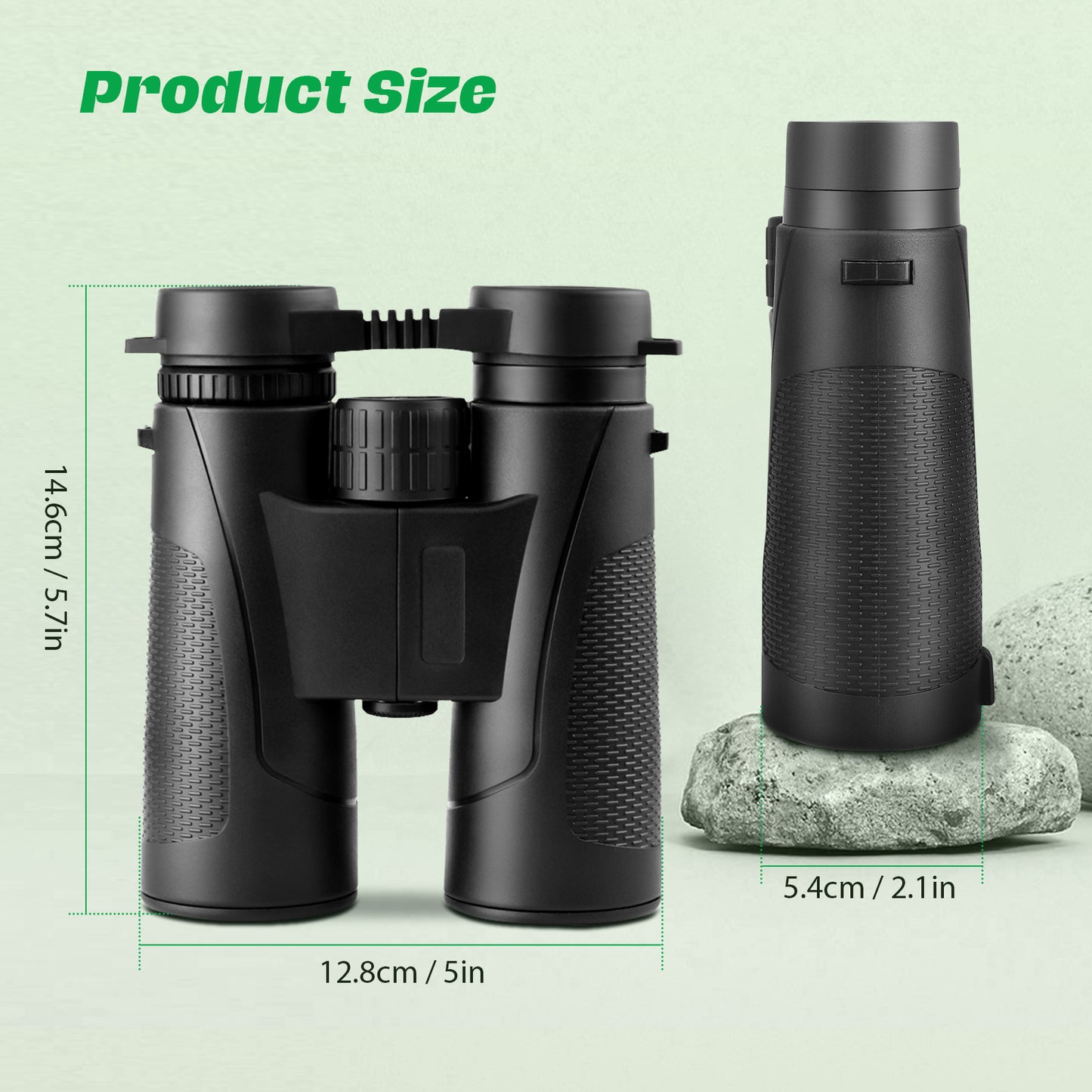 Jumelles 12x42 HD Étanches avec Prisme BAK4 – Vision Longue Distance, Antibuée, Compactes pour Randonnée, Observation Nature et Voyage