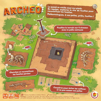 Archéo – Jeu de Société Coopératif Enfant dès 5 Ans – Jeu de Fouilles Archéologiques 3D – Jeu Éducatif et Familial – 1 à 5 Joueurs – Version Française