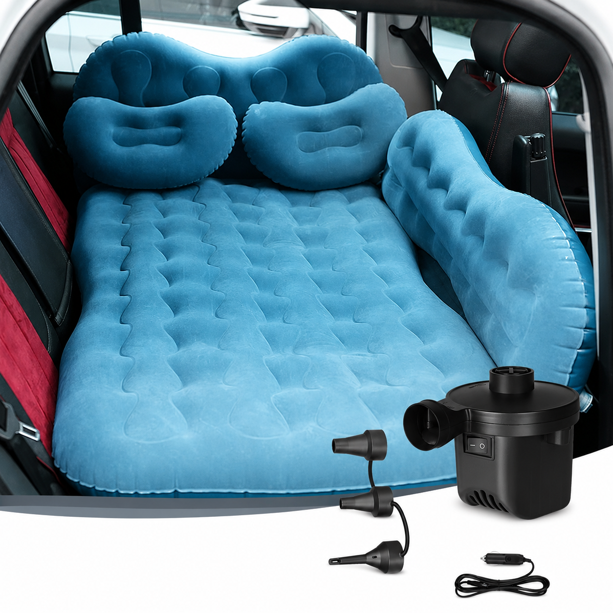 Pompe à Air Électrique Portable Haute Puissance – Gonfleur Rapide pour Matelas Gonflable, Piscine, Bouée, Bateau et Camping – 3 Embouts Inclus