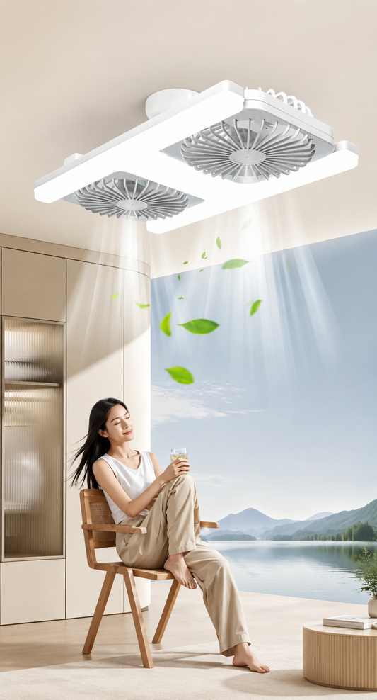 Ventilateur de Plafond LED 60W avec Télécommande – Douille E27 – 3 Vitesses & 3 Températures de Couleur – Chambre, Salon, Cuisine