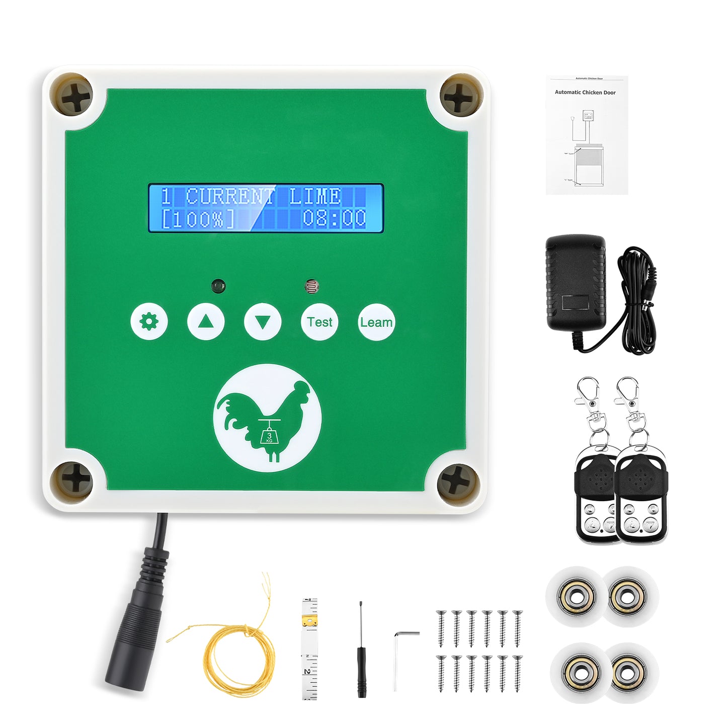 Ouvre-Porte Automatique Poulailler IP65 avec Télécommandes – Programmation Minuterie – Système Intelligent Étanche – Contrôleur Porte Poule