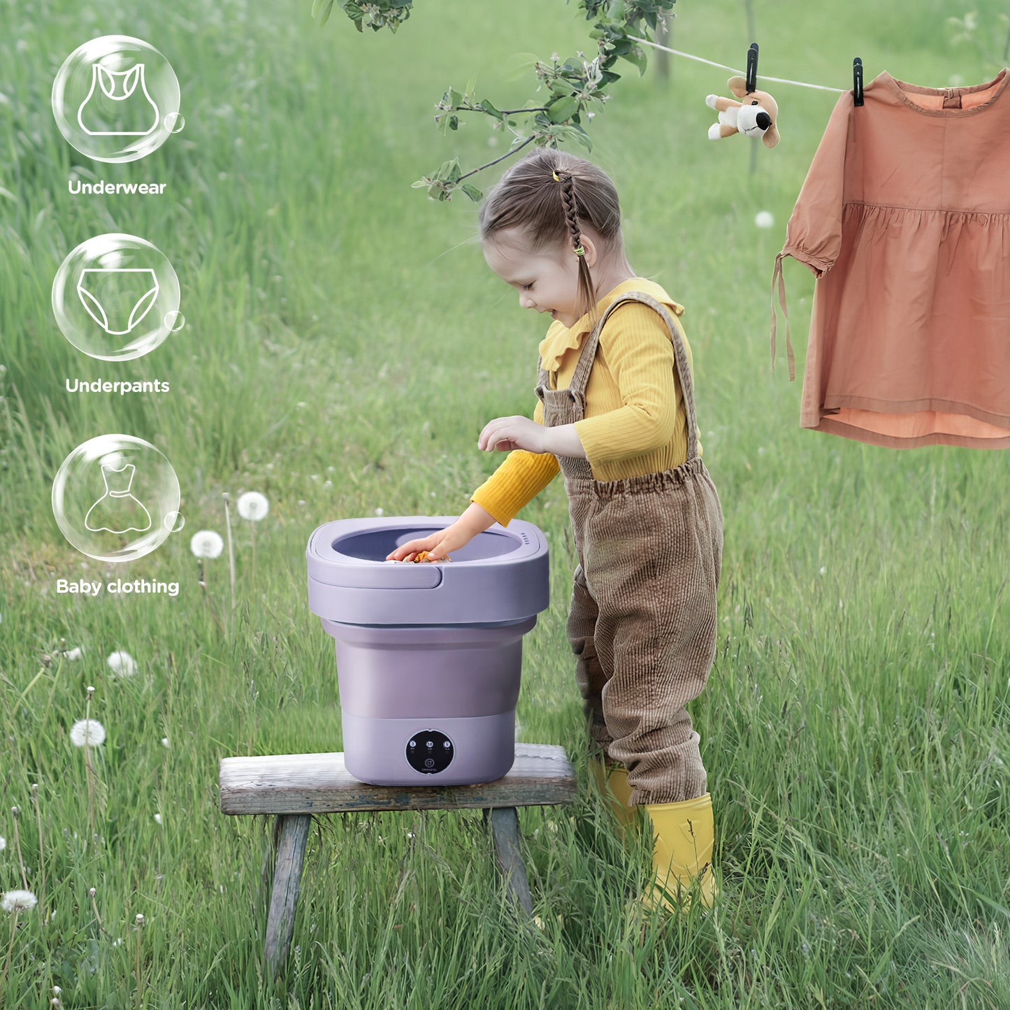 Mini Machine à Laver Pliante 6,5 L – Seau à Linge Portable pour Sous-Vêtements et Chaussettes