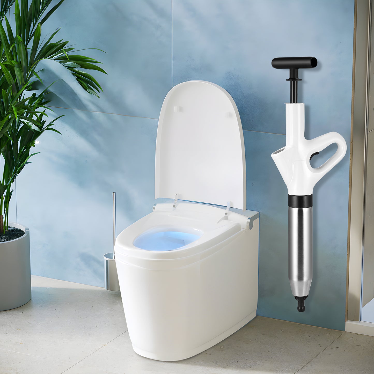 Déboucheur Manuel Haute Pression pour Toilettes et Canalisations – Pompe Débouchage Puissante avec Indicateur de Pression – Outil Débouchage Évier, WC, Salle de Bain
