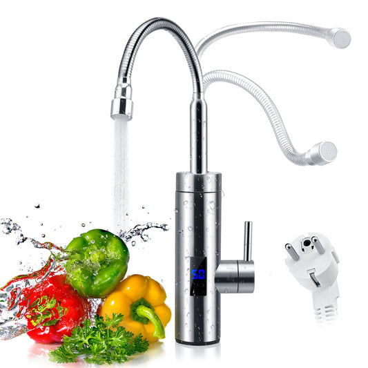 Robinet Chauffe-Eau Instantané 3000W – Chauffage Eau Cuisine Salle de Bain Sans Réservoir Inox