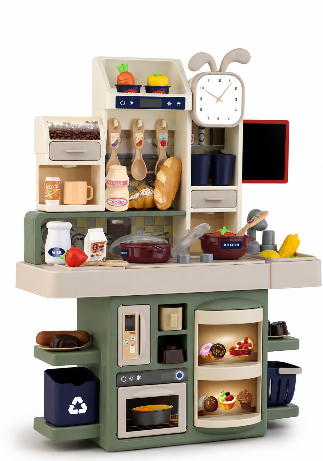 Cuisine Enfant en Bois avec Effets Vapeur – Lumières & Accessoires | Jouet d'Imitation Éducatif Fille Garçon