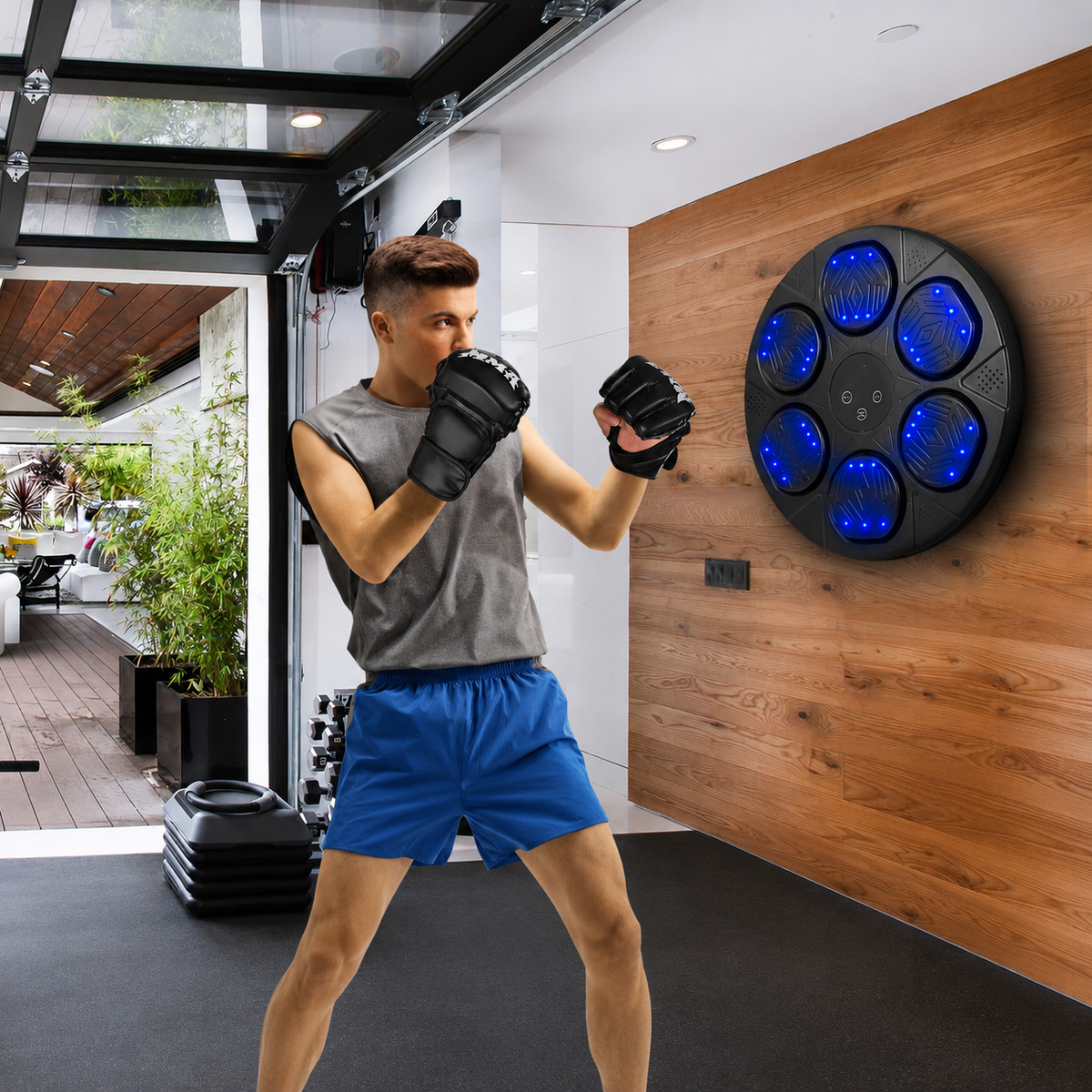 Electronic Bluetooth Wall-Mounted Boxing Machine – Interactive LED Target & Gloves – Adult & Child Fitness