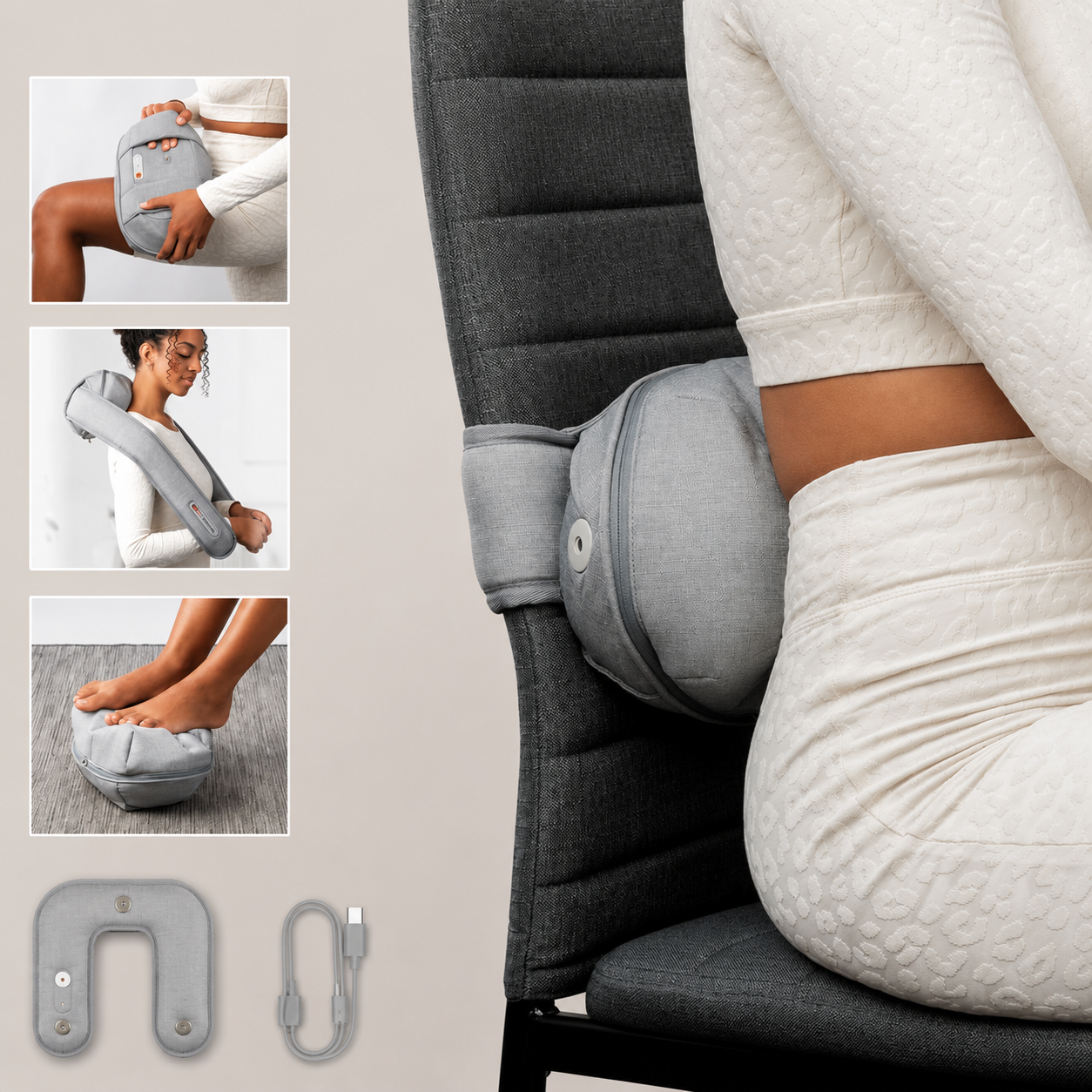 Masseur Multifonction Corps Complet Chauffant Vibrant – Coussin de Massage Profond pour Cou, Dos, Épaules, Jambes et Mollets – Relaxation et Bien-être à Domicile