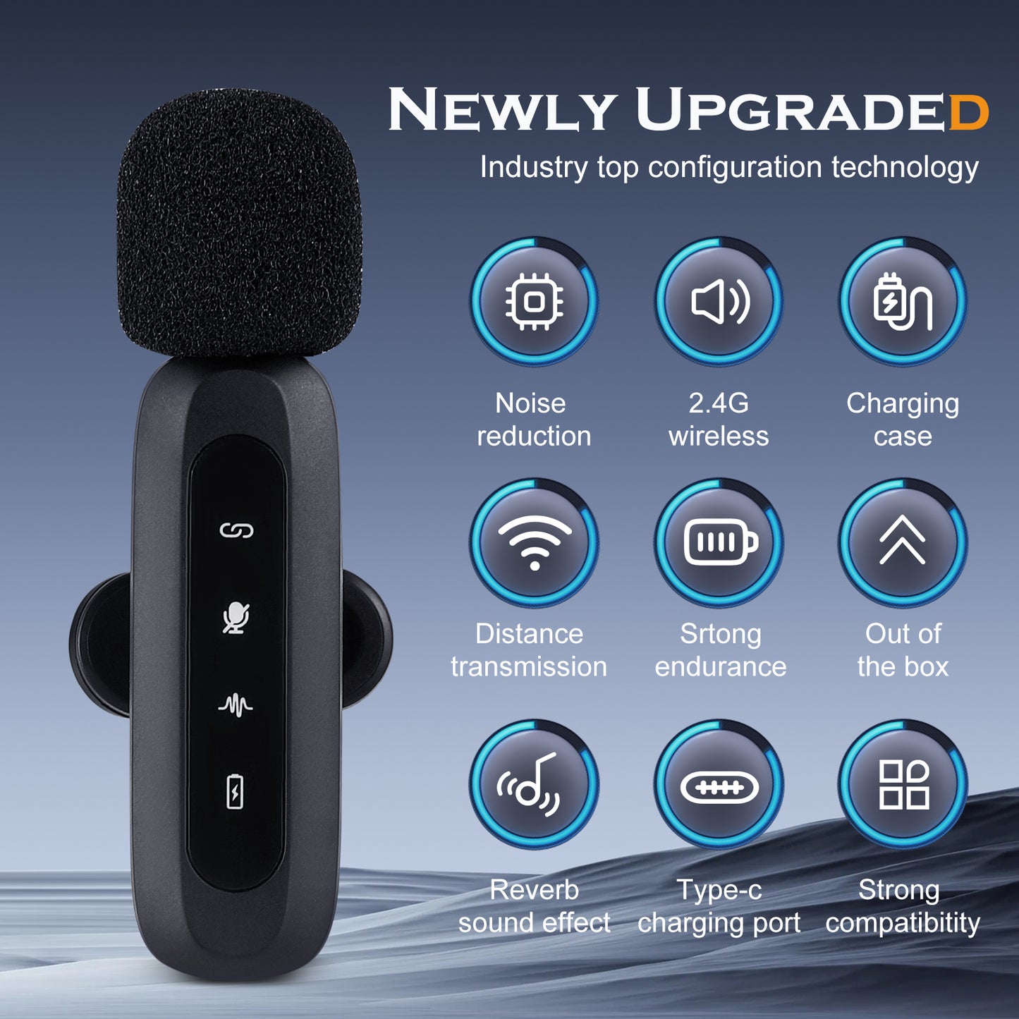 Microphone Lavalier Sans Fil Double pour iPhone et Android – Plug & Play – Micro Cravate avec Récepteur – Idéal Vidéo, Podcast, Interview