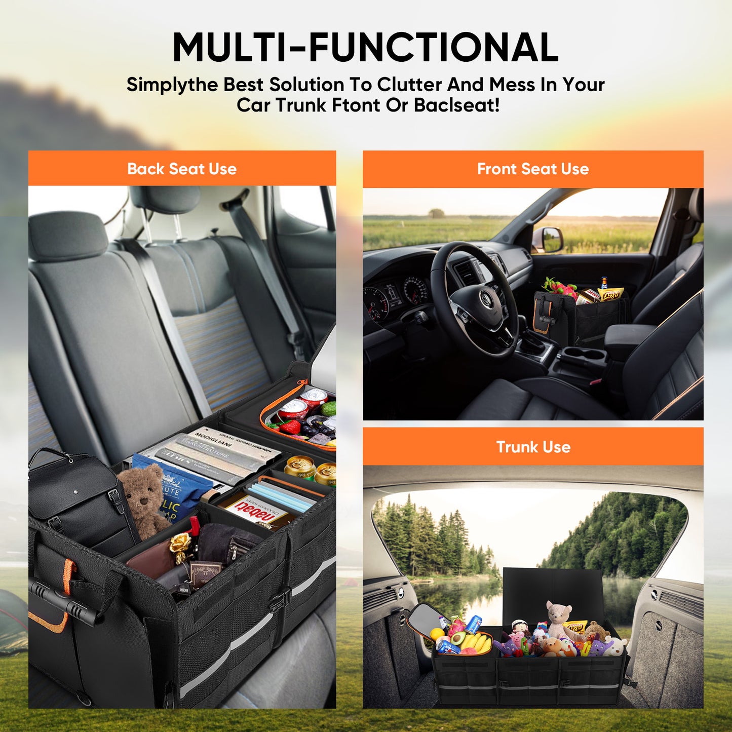 Organisateur Coffre Voiture Pliable – Sac Isotherme Intégré Anti-Fuite – Compartiments Multiples SUV Camion