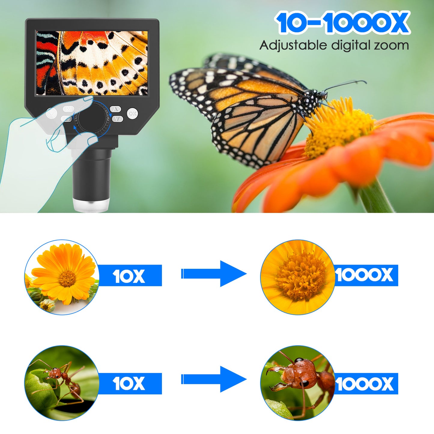 Microscope Numérique 4,3 Pouces 1000X – Écran LCD 1080P – Microscope Électronique pour Réparation Téléphone et Soudage