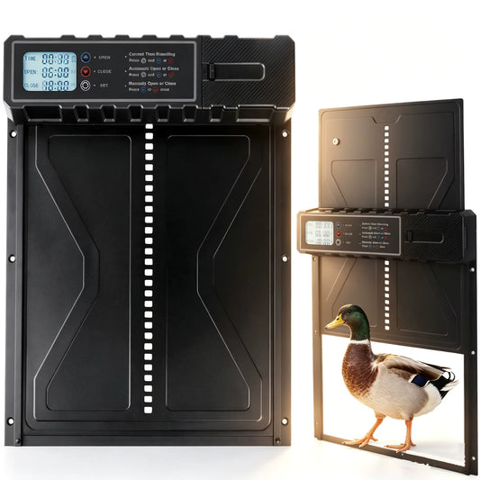 Porte Automatique pour Poulailler avec Capteur Anti-Pincement – Ouverture Fermeture Programmable – Porte Poule Intelligente Aluminium – Élevage Extérieur