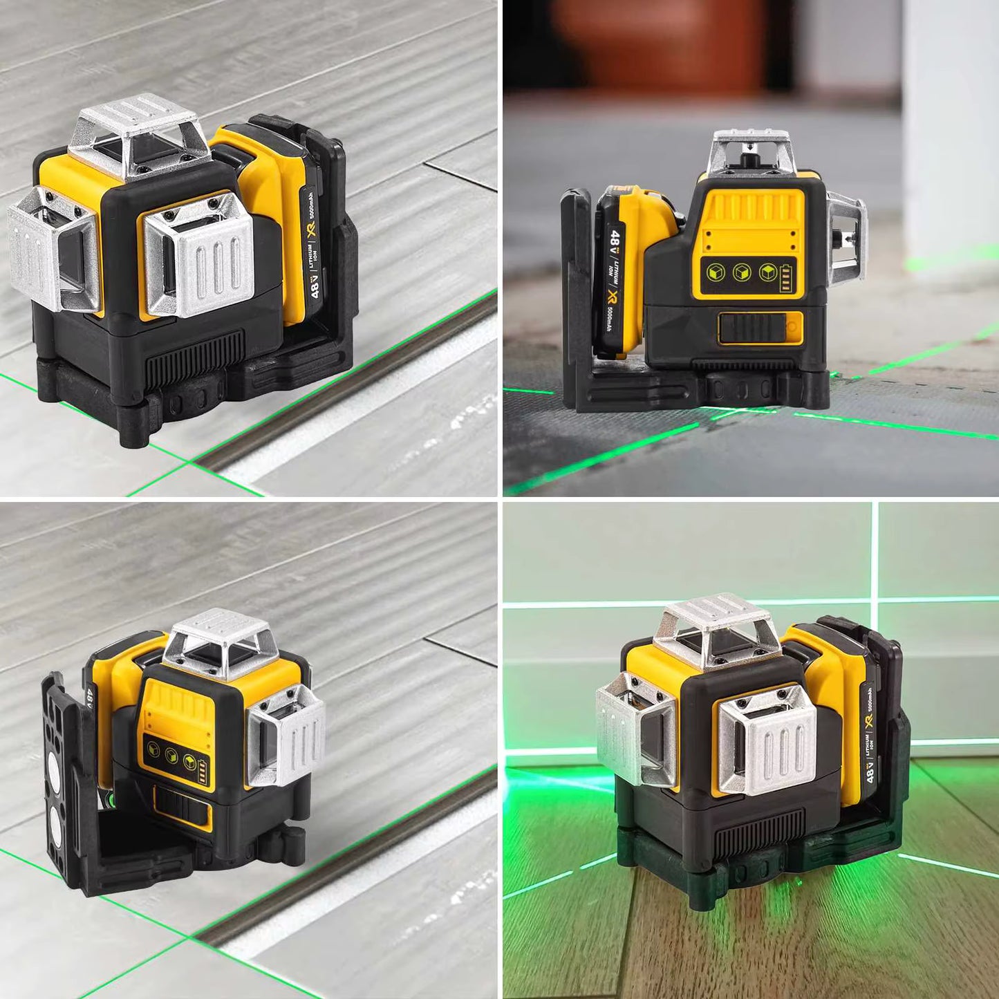 Niveau Laser 3D 12 Lignes Vert 4x360° – Auto-Nivelant Rechargeable