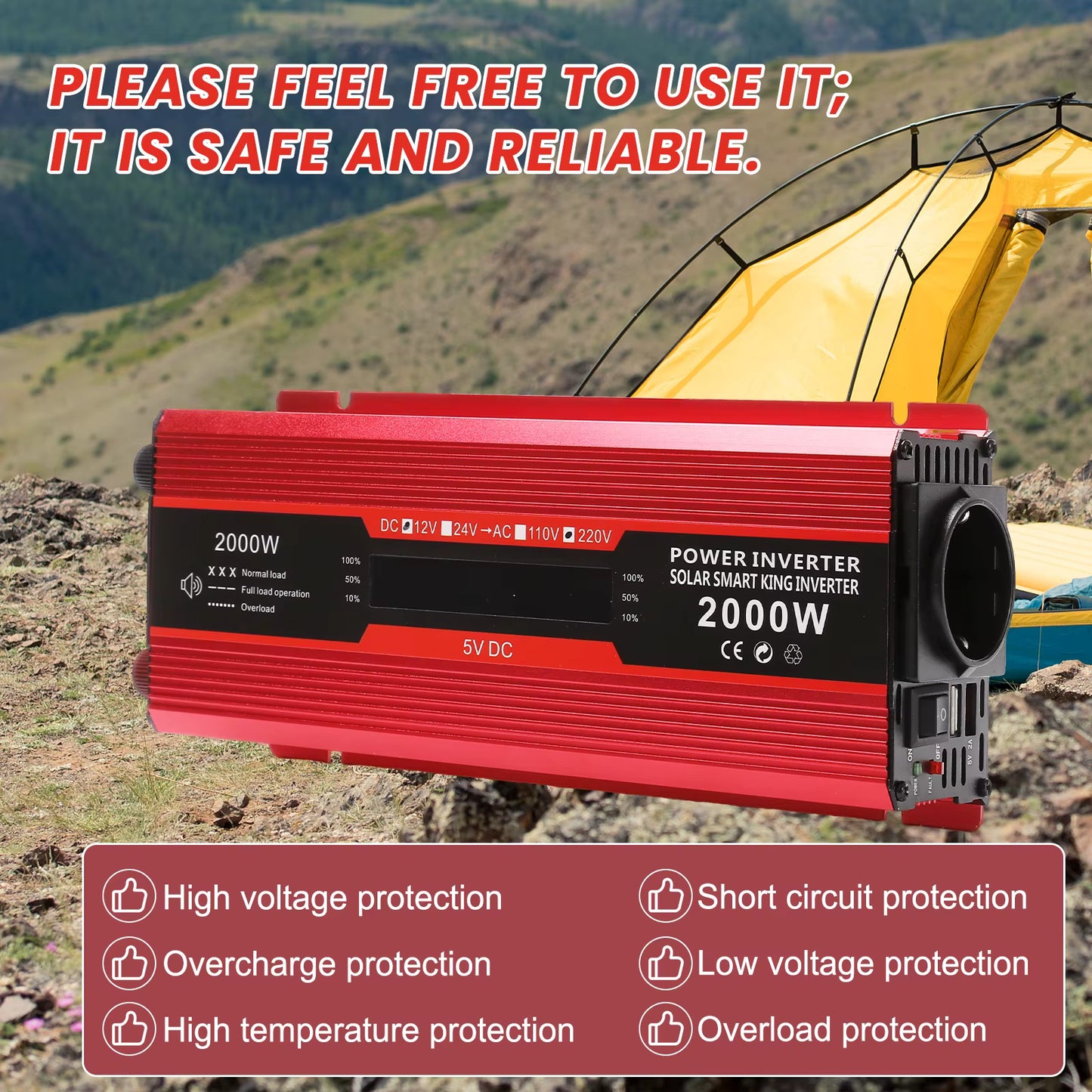 Convertisseur Pur Sinus 2000W 12V vers 220V – Onduleur DC/AC