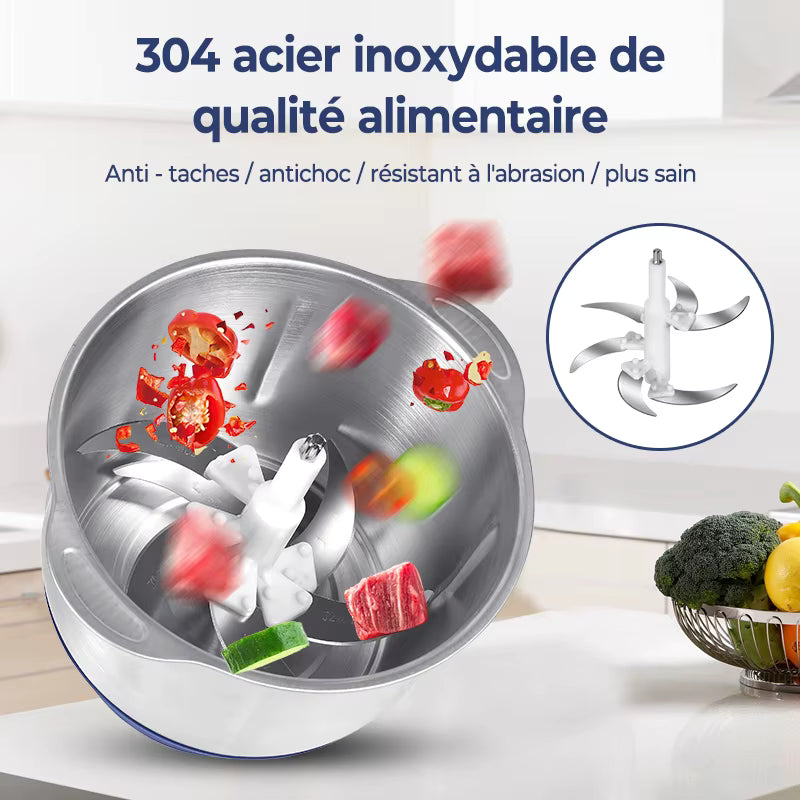 Hachoir à viande électrique 5 L multifonction en acier inoxydable