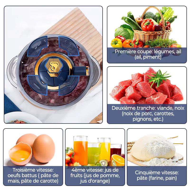 Hachoir à viande électrique 5 L multifonction en acier inoxydable
