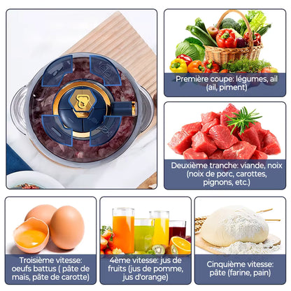 Hachoir à viande électrique 5 L multifonction en acier inoxydable