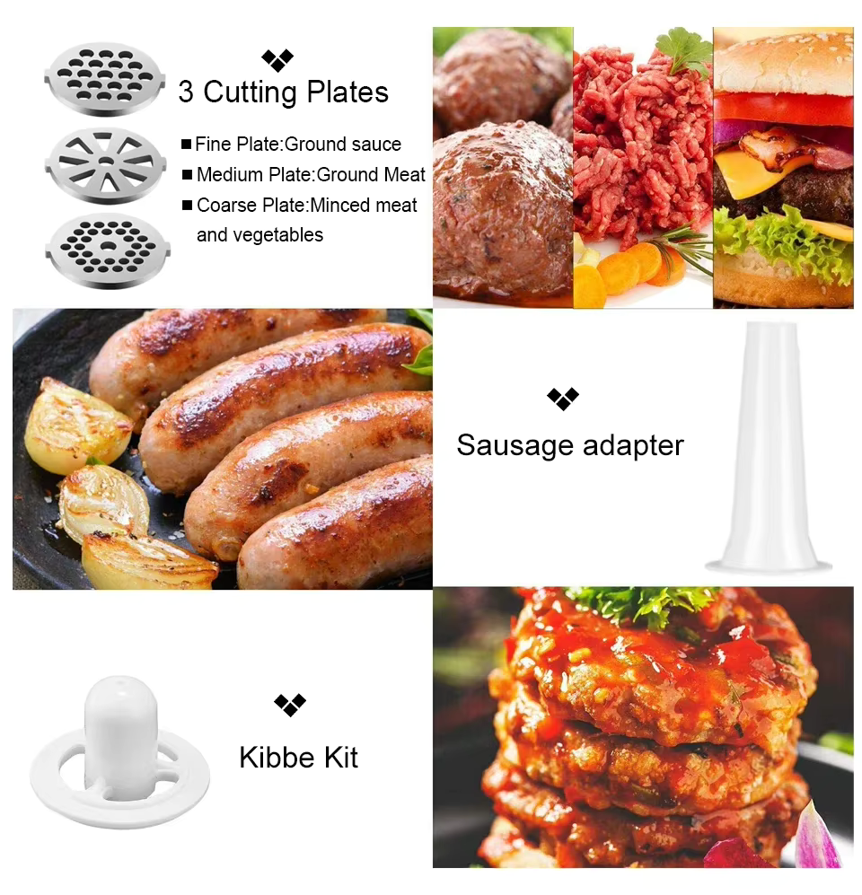 Hachoir à Viande Électrique 2800W – Broyeur à Saucisses avec 3 Plaques en Acier