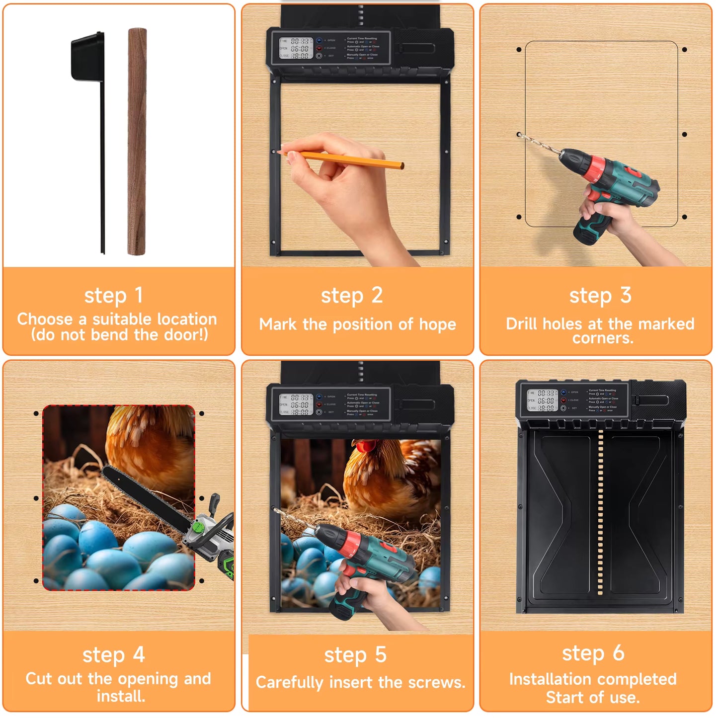 Porte Automatique pour Poulailler avec Capteur Anti-Pincement – Ouverture Fermeture Programmable – Porte Poule Intelligente Aluminium – Élevage Extérieur