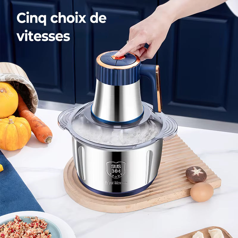 Hachoir à viande électrique 5 L multifonction en acier inoxydable
