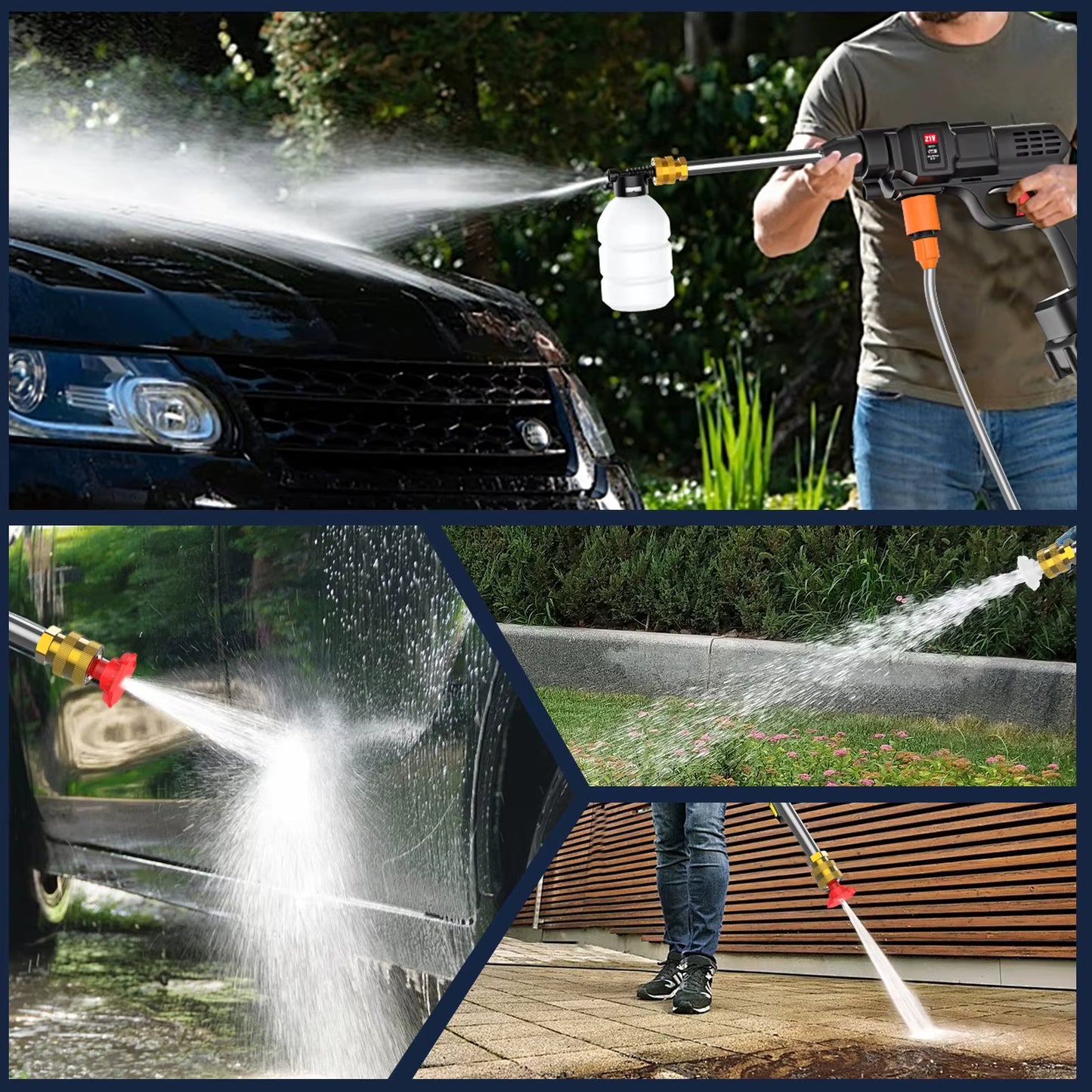 Nettoyeur Haute Pression Sans Fil 21V – Pistolet à Eau Portable pour Lavage Auto