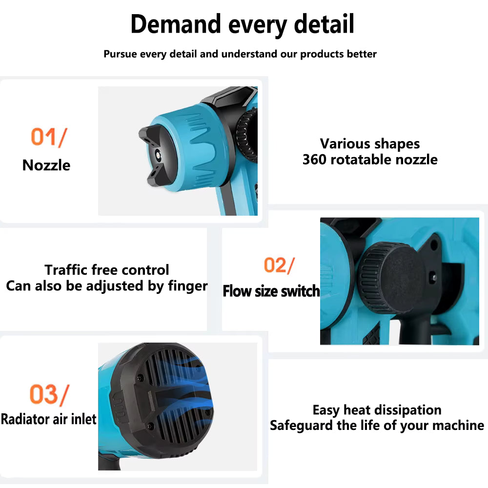 Pistolet à Peinture Sans Fil 800 ml – Pulvérisateur Électrique Rechargeable pour Mur et Meuble