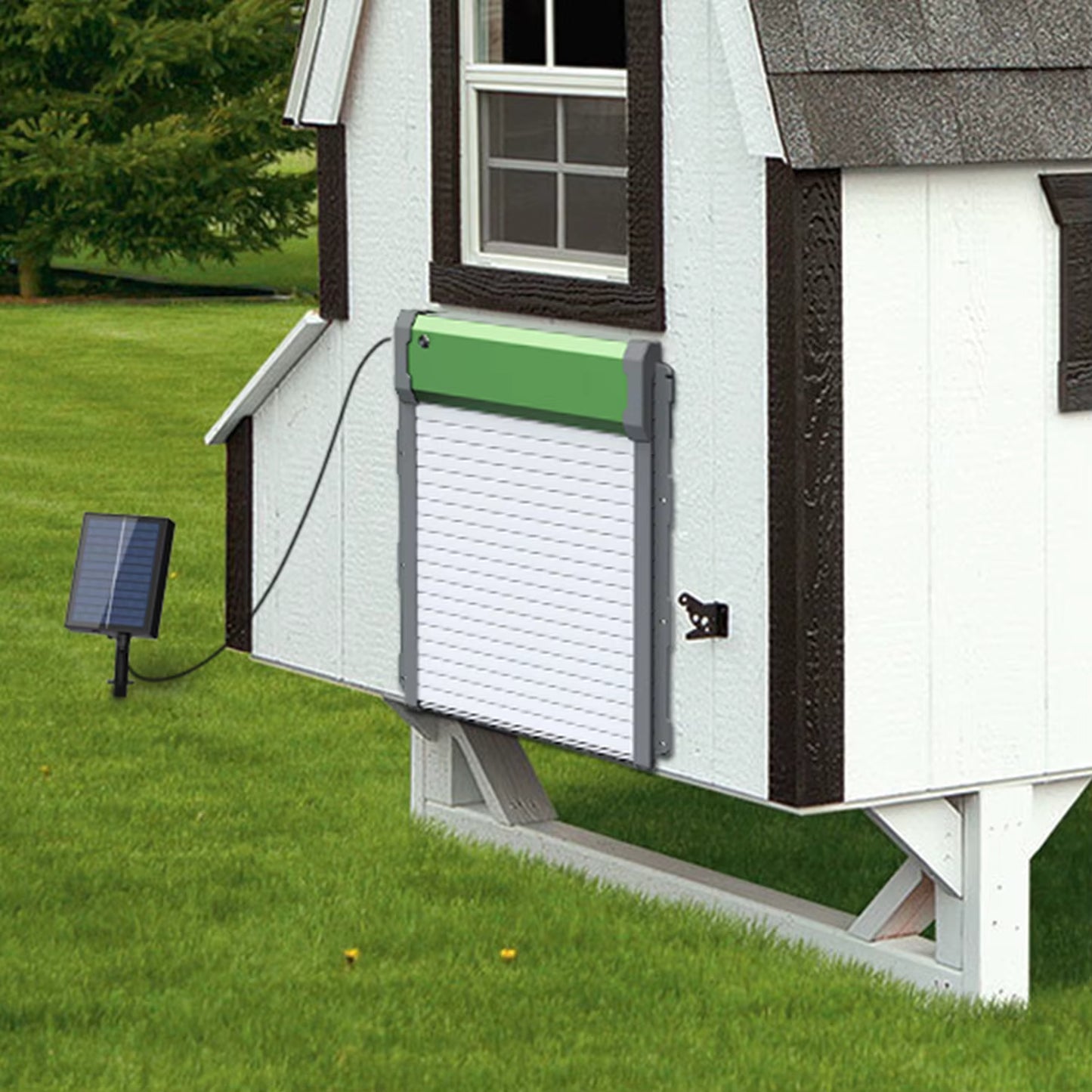 Porte Automatique Poulailler Solaire avec Capteur Anti-Pincement – Ouverture Fermeture Automatique Programmable – Porte Intelligente Aluminium Extérieur