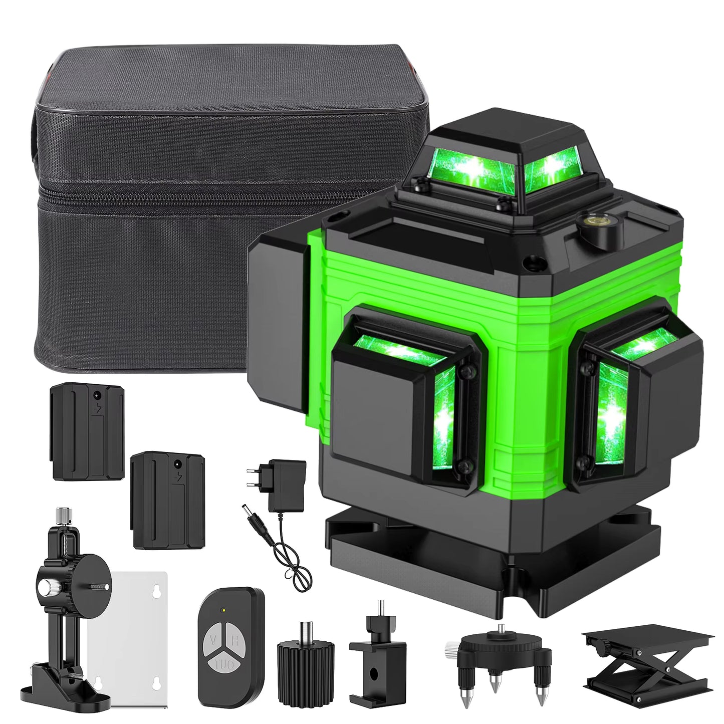 Niveau Laser 4D 16 Lignes Vert 3x360° – Batterie USB Rechargeable avec Support