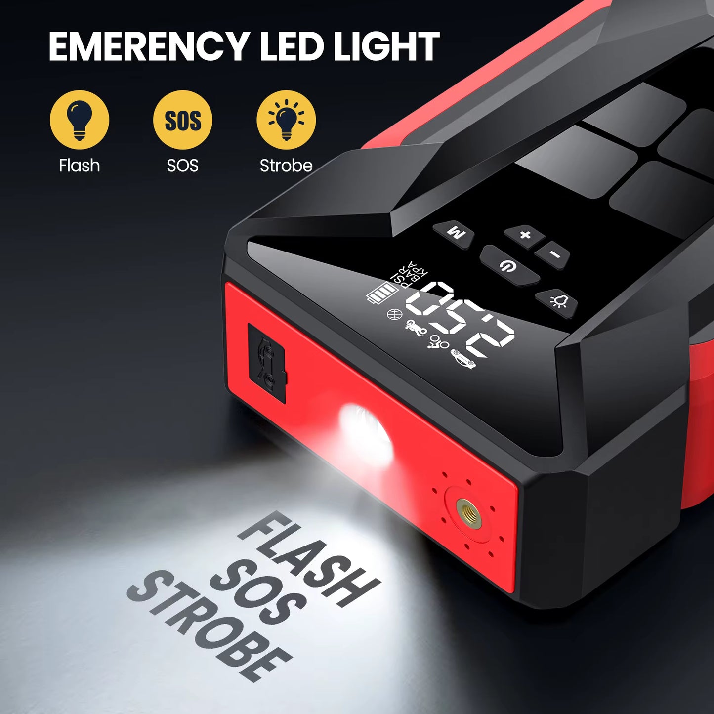 Booster Batterie Voiture Portable – Démarreur d’Urgence avec Pompe à Air