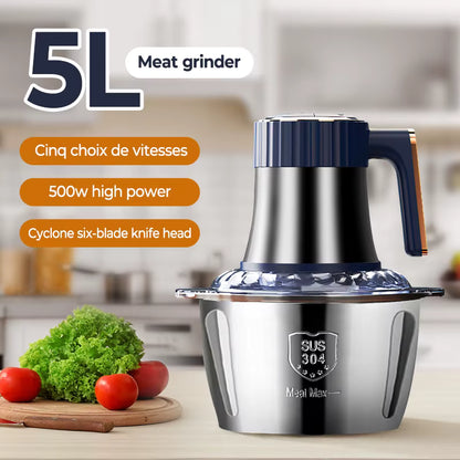 Hachoir à viande électrique 5 L multifonction en acier inoxydable