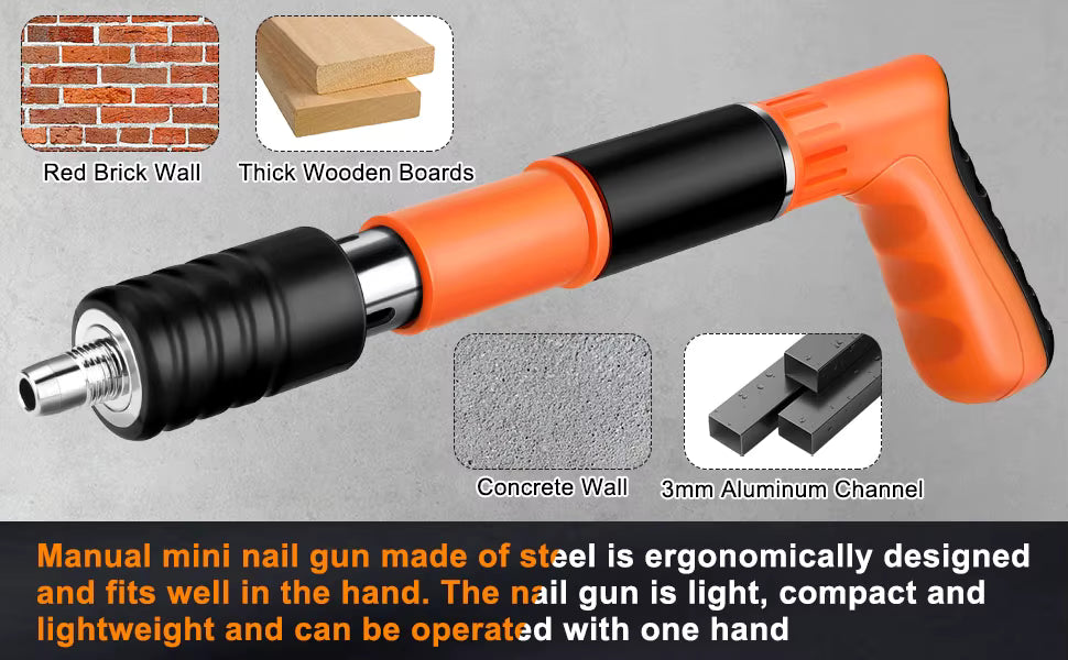 Pistolet à Clous Manuel 5 Vitesses – Outil de Fixation Murale pour Béton et Plafond