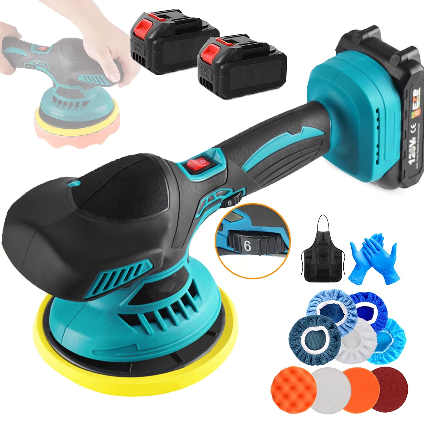 Polisseuse électrique sans fil 6 vitesses pour polissage et rénovation des surfaces