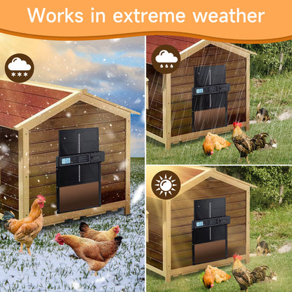 Automatic Chicken Coop Door with Anti-Pinch Sensor – Programmable Opening and Closing – Smart Aluminum Chicken Door – Outdoor Farming