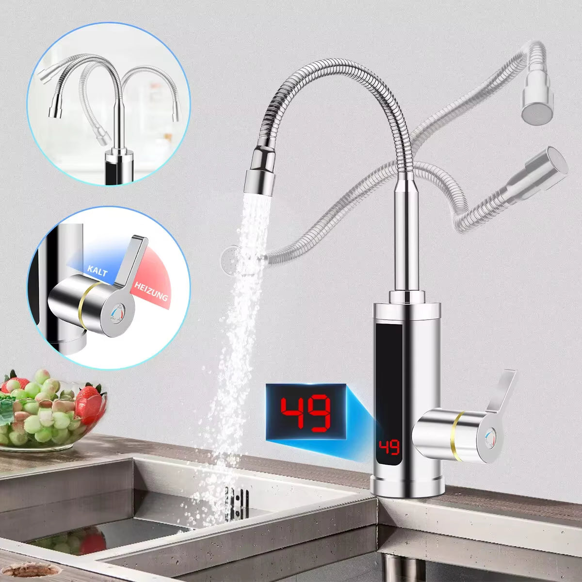 Robinet électrique instantané 3000W rotatif 360°