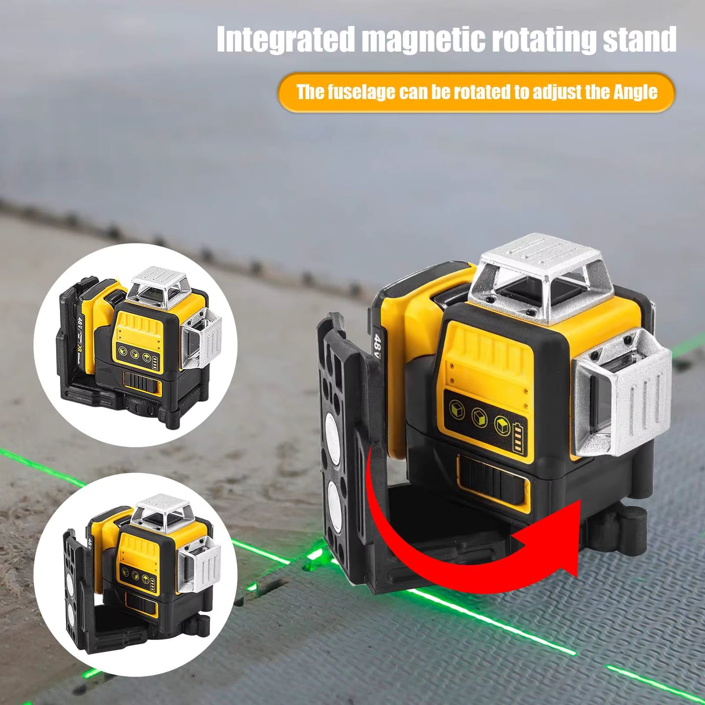 Niveau Laser 3D 12 Lignes Vert 4x360° – Auto-Nivelant Rechargeable