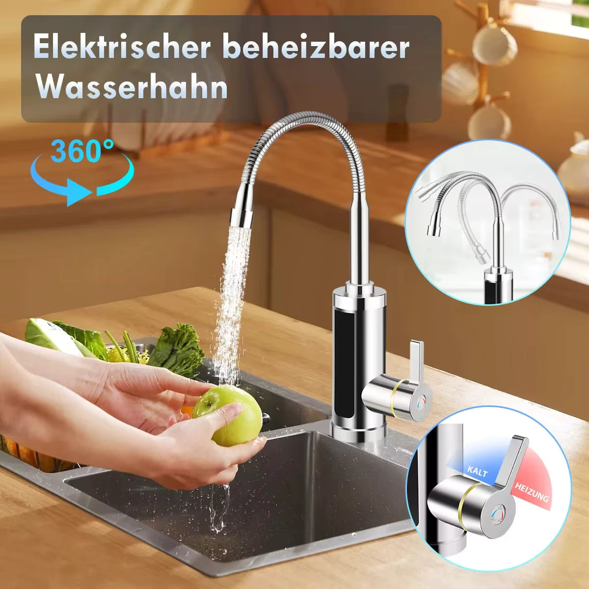 Robinet électrique instantané 3000W rotatif 360°
