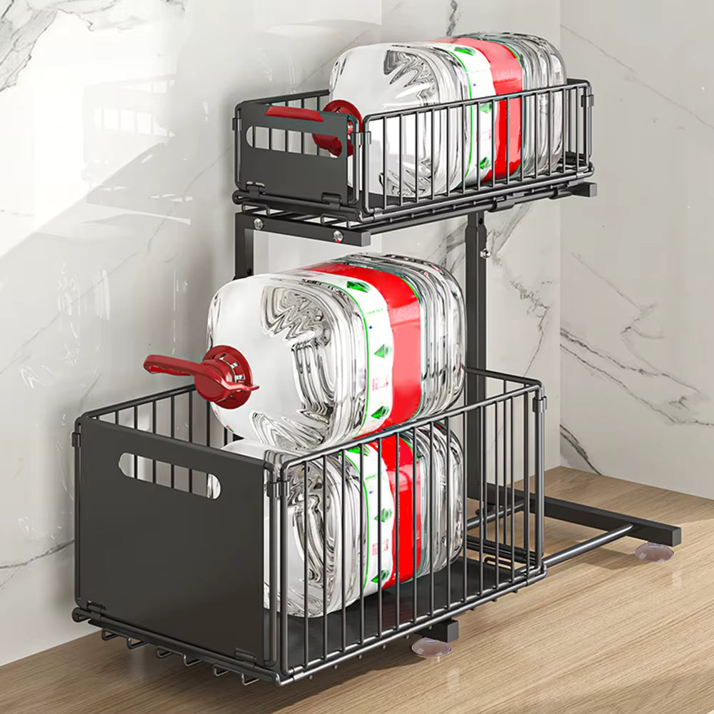 Organisateur d’armoire extractible 2 niveaux avec tiroir coulissant réglable