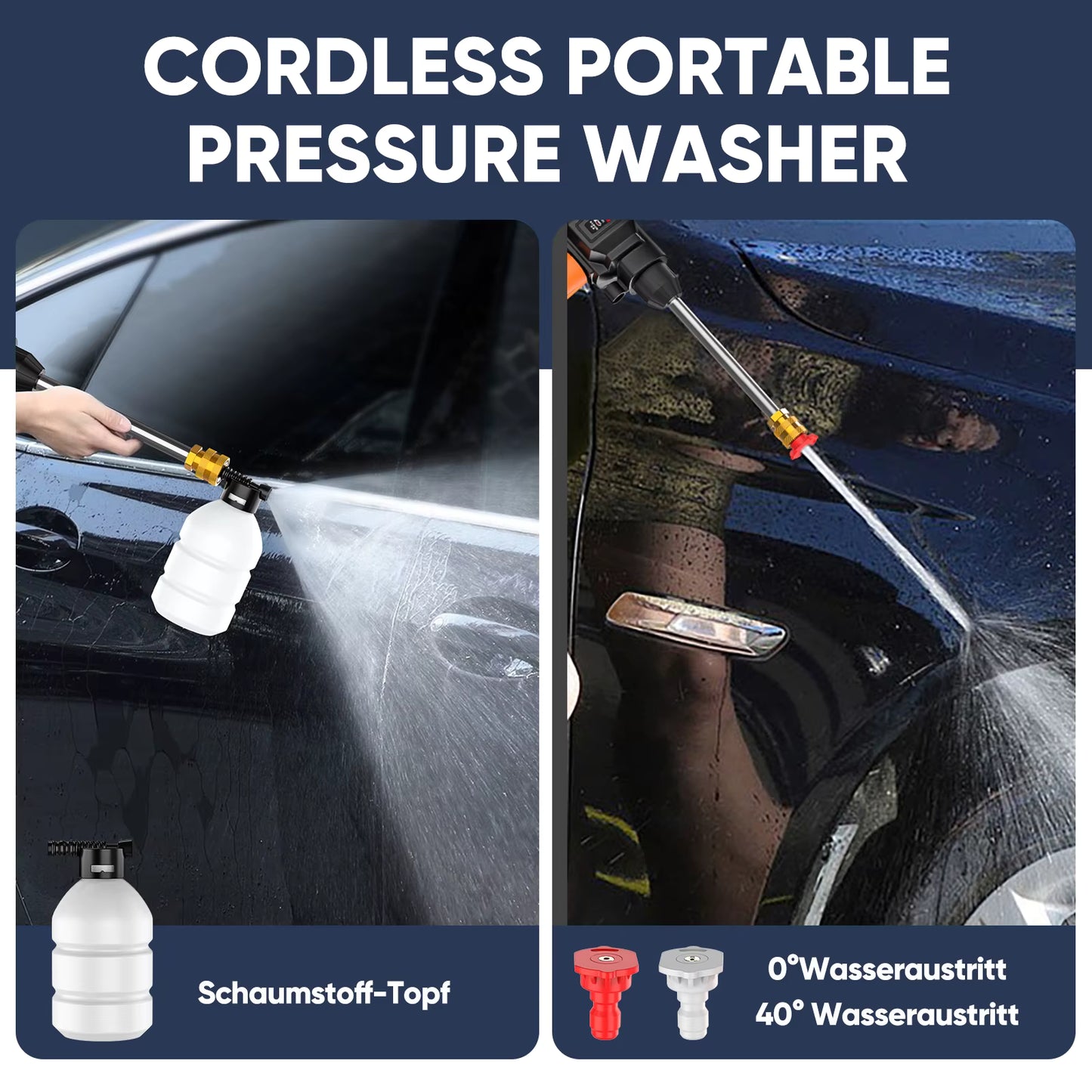 Nettoyeur Haute Pression Sans Fil 21V – Pistolet à Eau Portable pour Lavage Auto