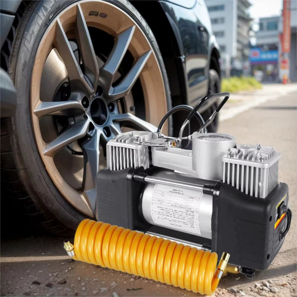 Pompe à Air Électrique Automobile 150 PSI – Compresseur Portable Double Cylindre avec Manomètre – Gonflage Automatique